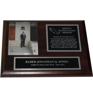 Cherry Finish Missionary Plaque - Silver Trim