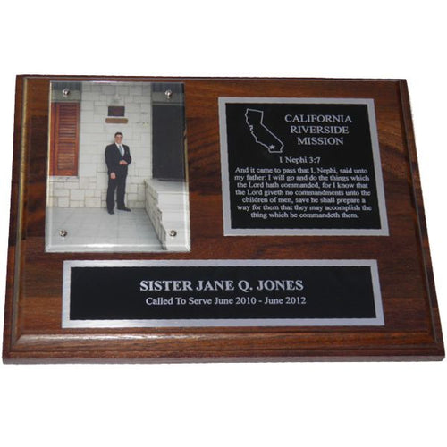 Solid Walnut Missionary Plaque - Silver Trim