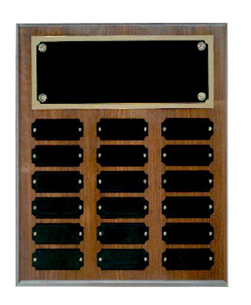 Step Edge Genuine Walnut 18 Plate Perpetual Plaque