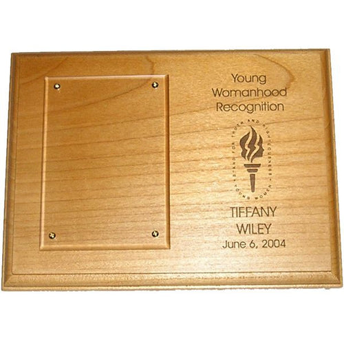 Young Womanhood Recognition Plaque - Alder Wood